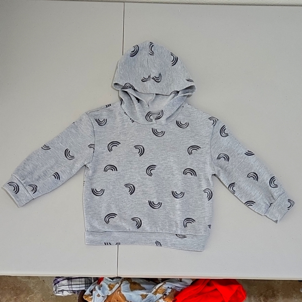 Gray Kids Hoodie with Rainbow Pattern
